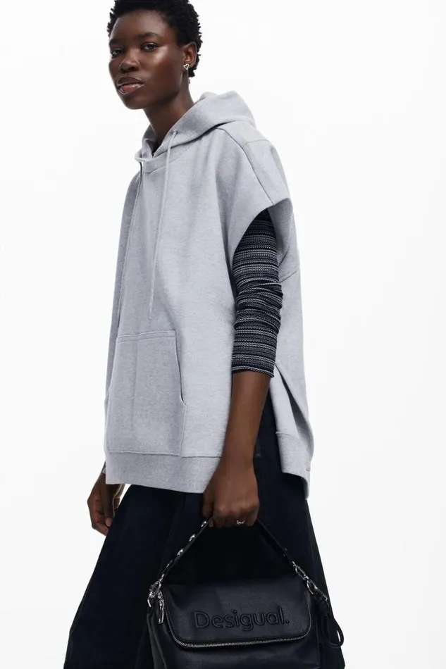 Women Jumpers Desigual Plain Poncho Sweatshirt
