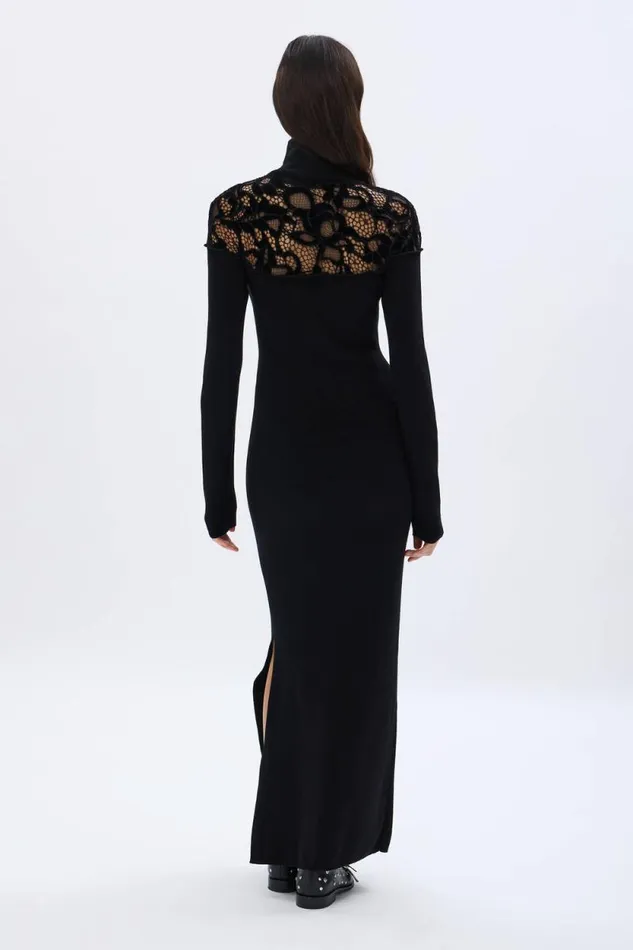 Women Knitted Velvet And Lace Dress Black Black Sonia Rykiel Long Dresses Women Knitted Velvet And Lace Dress Black Black Sonia Rykiel Long Dresses
