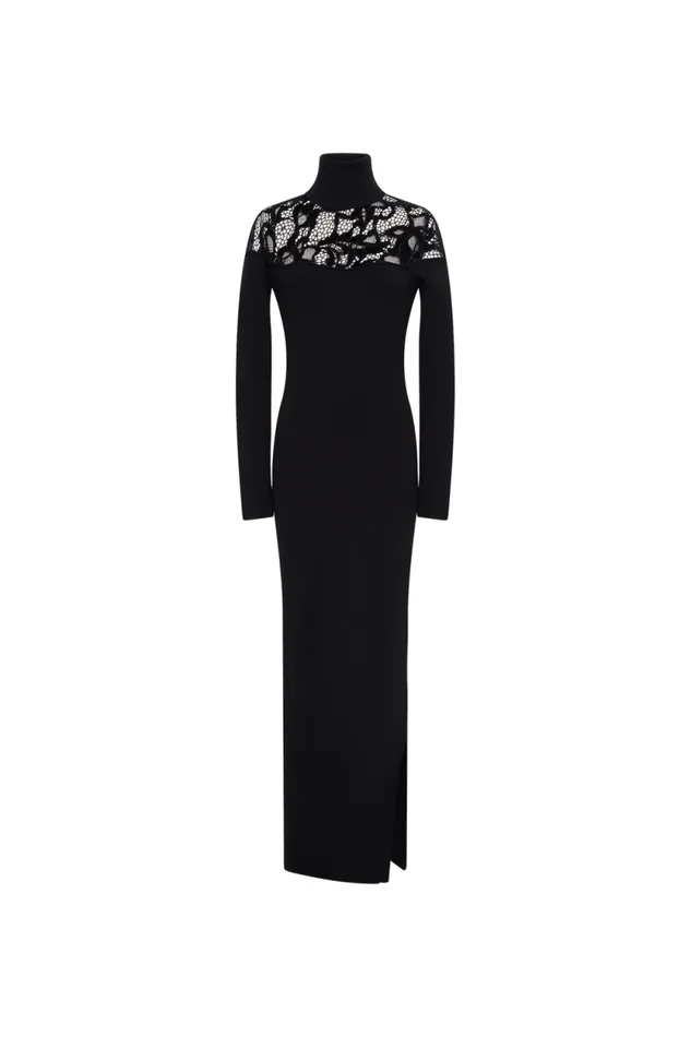 Women Knitted Velvet And Lace Dress Black Black Sonia Rykiel Long Dresses Women Knitted Velvet And Lace Dress Black Black Sonia Rykiel Long Dresses
