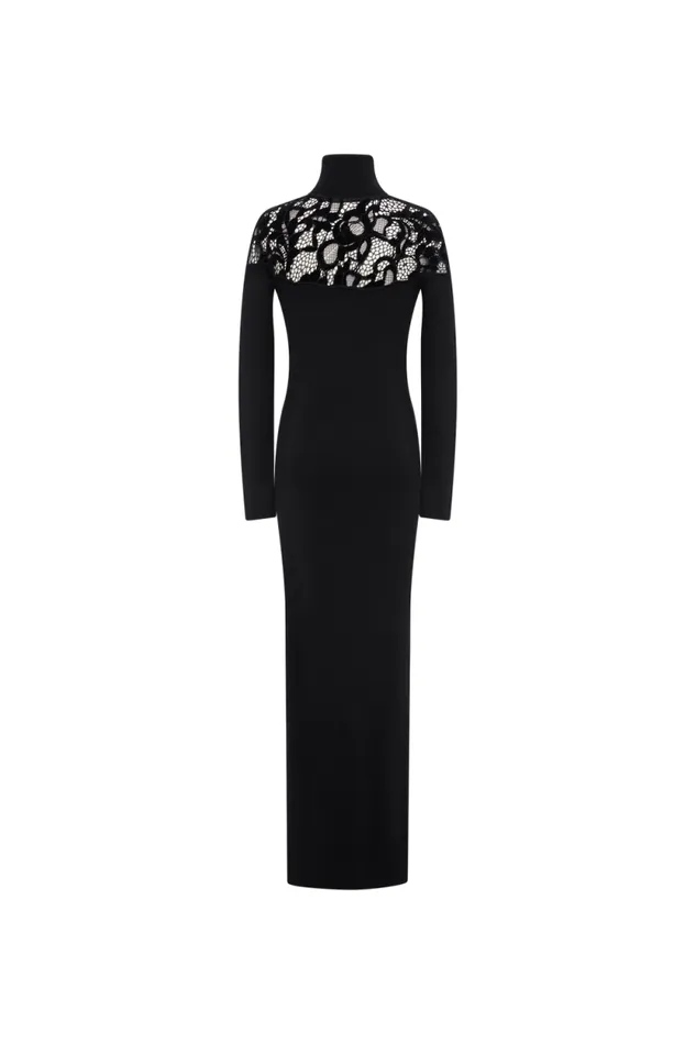 Women Knitted Velvet And Lace Dress Black Black Sonia Rykiel Long Dresses Women Knitted Velvet And Lace Dress Black Black Sonia Rykiel Long Dresses