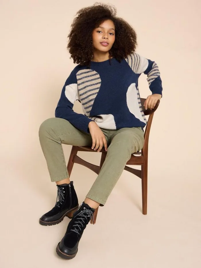 Women KNITWEAR White Stuff AMBER HEART JUMPER Navy Multi