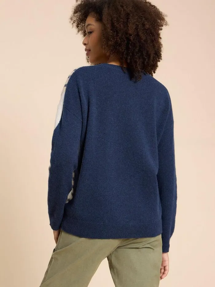 Women KNITWEAR White Stuff AMBER HEART JUMPER Navy Multi Women KNITWEAR White Stuff AMBER HEART JUMPER Navy Multi