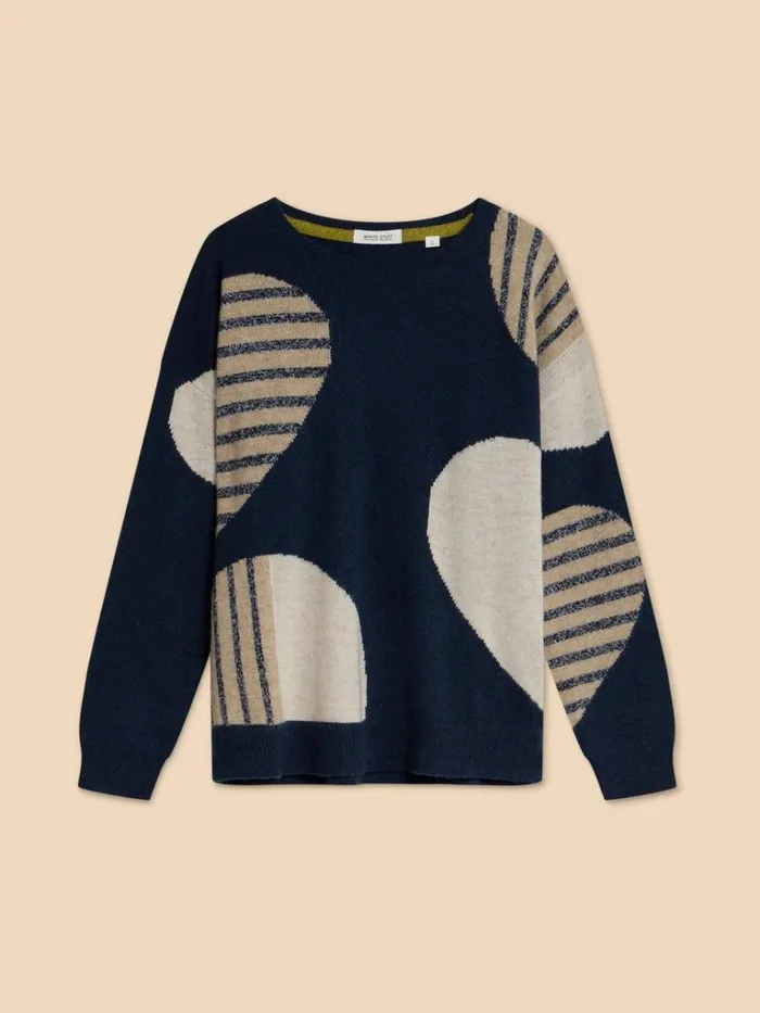 Women KNITWEAR White Stuff AMBER HEART JUMPER Navy Multi Women KNITWEAR White Stuff AMBER HEART JUMPER Navy Multi