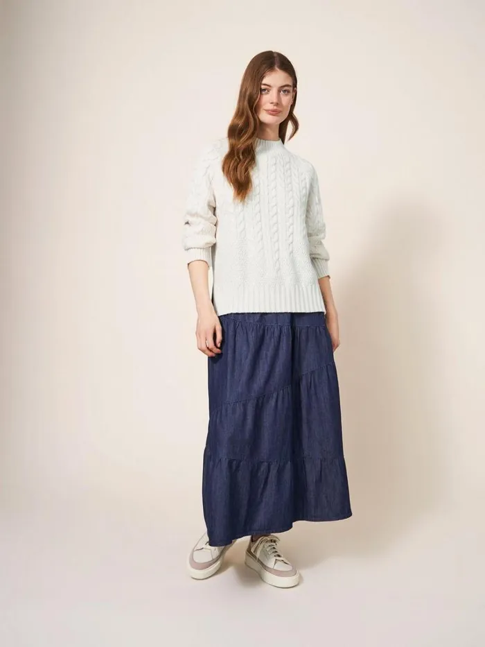 Women KNITWEAR White Stuff CABLE YOKE JUMPER Pale Ivory