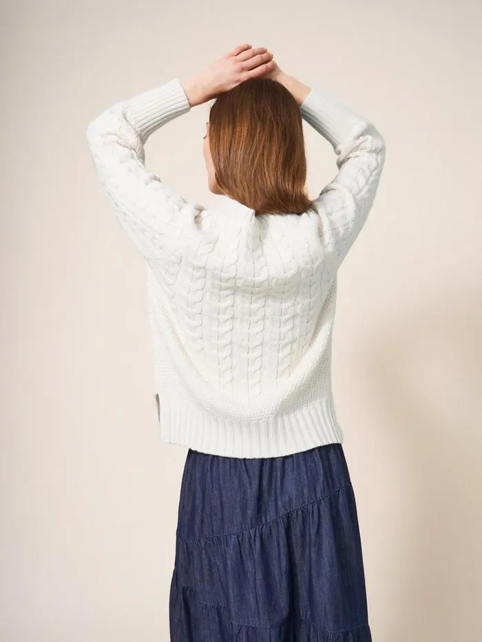 Women KNITWEAR White Stuff CABLE YOKE JUMPER Pale Ivory Women KNITWEAR White Stuff CABLE YOKE JUMPER Pale Ivory