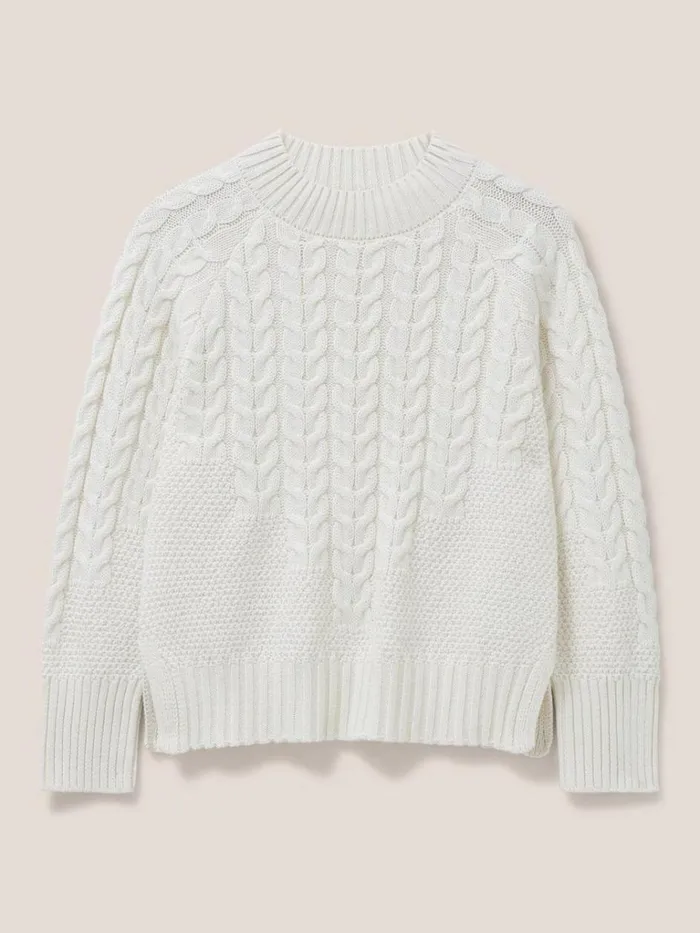 Women KNITWEAR White Stuff CABLE YOKE JUMPER Pale Ivory Women KNITWEAR White Stuff CABLE YOKE JUMPER Pale Ivory
