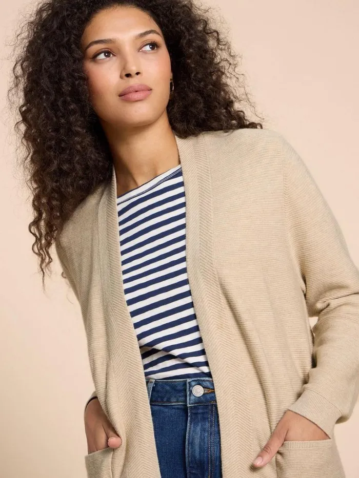 Women KNITWEAR White Stuff CARLA LONGLINE CARDIGAN Light Natural Women KNITWEAR White Stuff CARLA LONGLINE CARDIGAN Light Natural