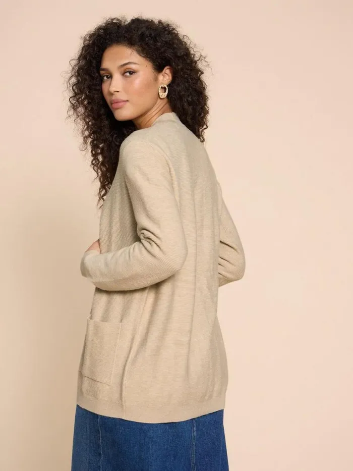 Women KNITWEAR White Stuff CARLA LONGLINE CARDIGAN Light Natural Women KNITWEAR White Stuff CARLA LONGLINE CARDIGAN Light Natural