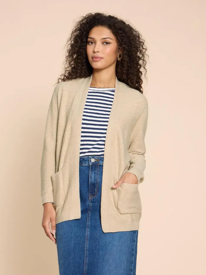 Women KNITWEAR White Stuff CARLA LONGLINE CARDIGAN Light Natural Women KNITWEAR White Stuff CARLA LONGLINE CARDIGAN Light Natural