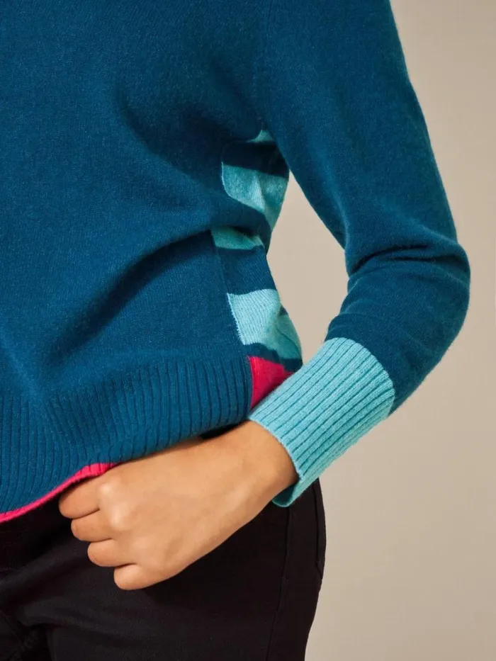 Women KNITWEAR White Stuff CORA CREW NECK CASHMERE JUMPER Navy Multi