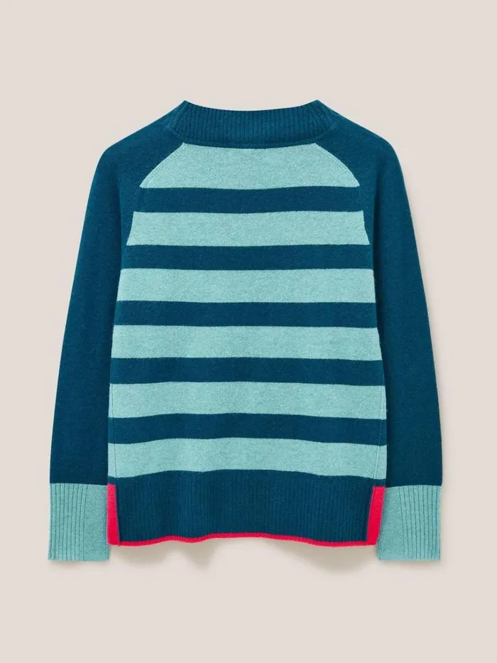Women KNITWEAR White Stuff CORA CREW NECK CASHMERE JUMPER Navy Multi Women KNITWEAR White Stuff CORA CREW NECK CASHMERE JUMPER Navy Multi
