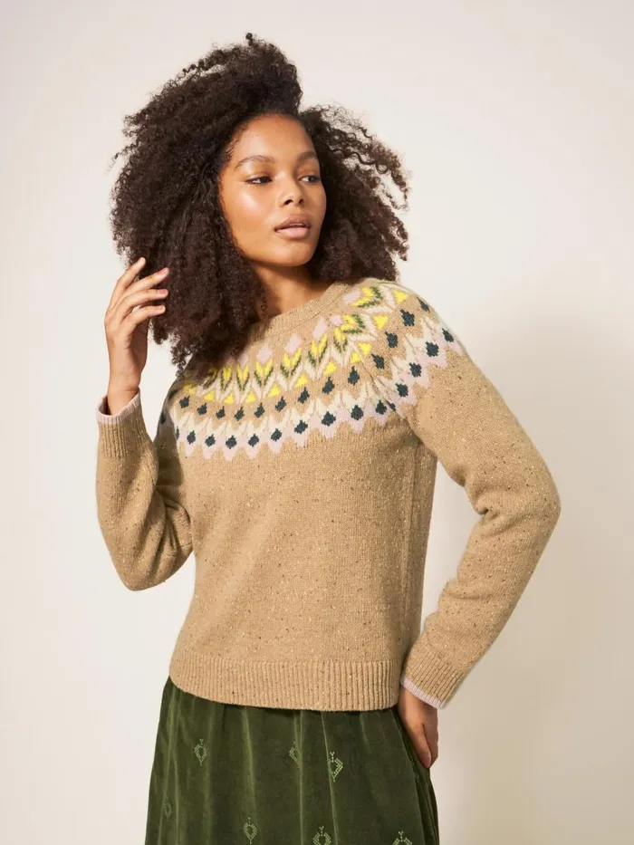 Women KNITWEAR White Stuff FLORA FAIRISLE Natural Multi Women KNITWEAR White Stuff FLORA FAIRISLE Natural Multi