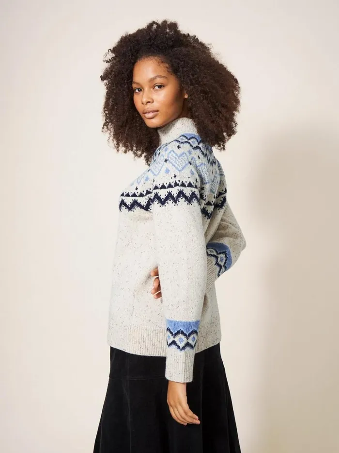 Women KNITWEAR White Stuff HEART LONGLINE FAIRISLE JUMPER Natural Multi Women KNITWEAR White Stuff HEART LONGLINE FAIRISLE JUMPER Natural Multi