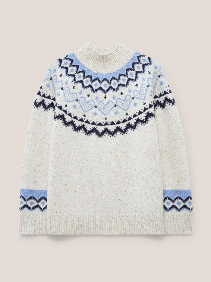 Women KNITWEAR White Stuff HEART LONGLINE FAIRISLE JUMPER Natural Multi Women KNITWEAR White Stuff HEART LONGLINE FAIRISLE JUMPER Natural Multi