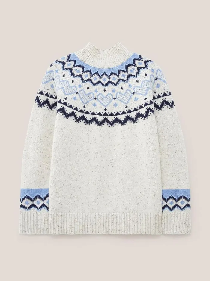 Women KNITWEAR White Stuff HEART LONGLINE FAIRISLE JUMPER Natural Multi Women KNITWEAR White Stuff HEART LONGLINE FAIRISLE JUMPER Natural Multi