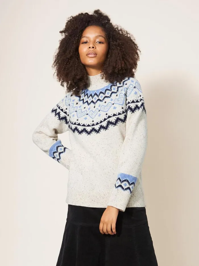 Women KNITWEAR White Stuff HEART LONGLINE FAIRISLE JUMPER Natural Multi Women KNITWEAR White Stuff HEART LONGLINE FAIRISLE JUMPER Natural Multi
