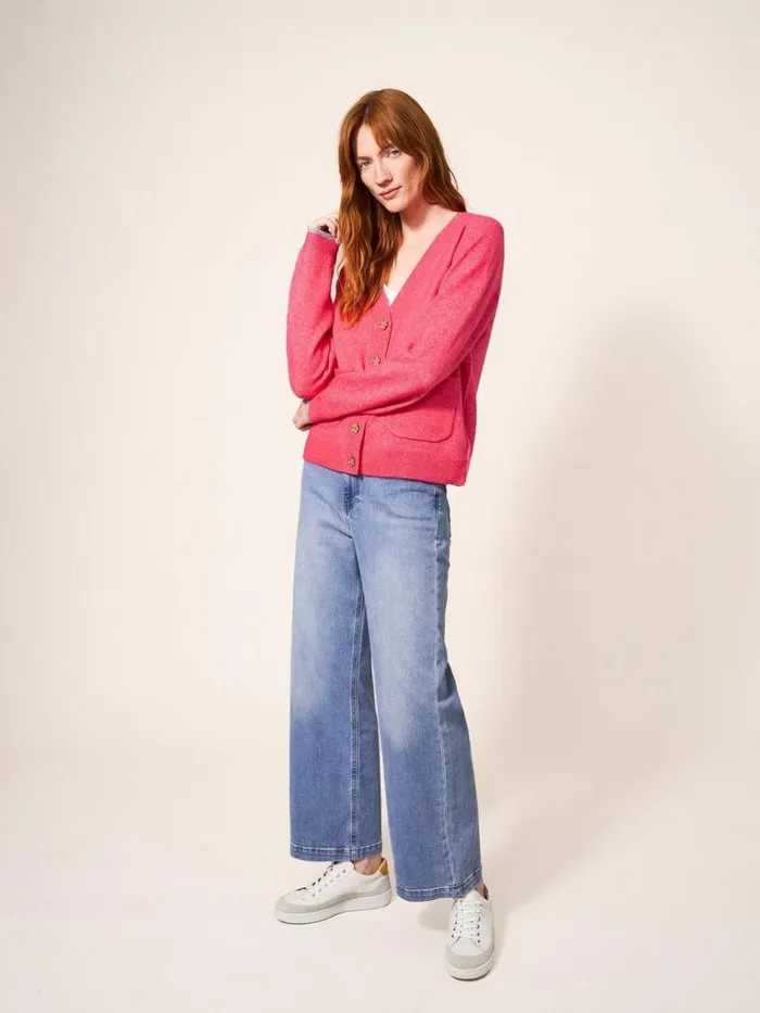 Women KNITWEAR White Stuff JAMIE CARDI Bright Pink