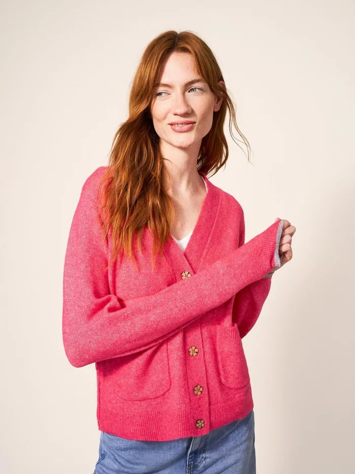 Women KNITWEAR White Stuff JAMIE CARDI Bright Pink Women KNITWEAR White Stuff JAMIE CARDI Bright Pink