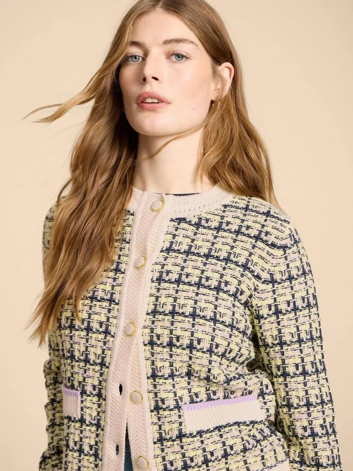 Women KNITWEAR White Stuff KELLY TEXTURED CARDI White Multi