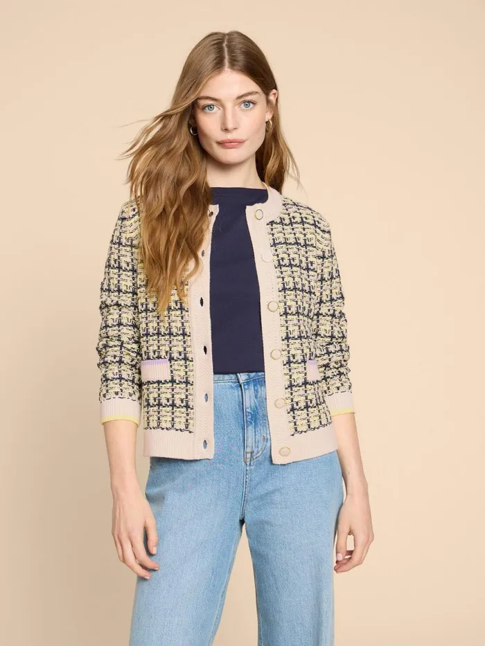 Women KNITWEAR White Stuff KELLY TEXTURED CARDI White Multi