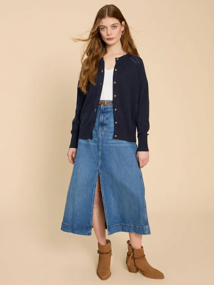 Women KNITWEAR White Stuff Lulu Crew Neck Cardigan Dark Navy