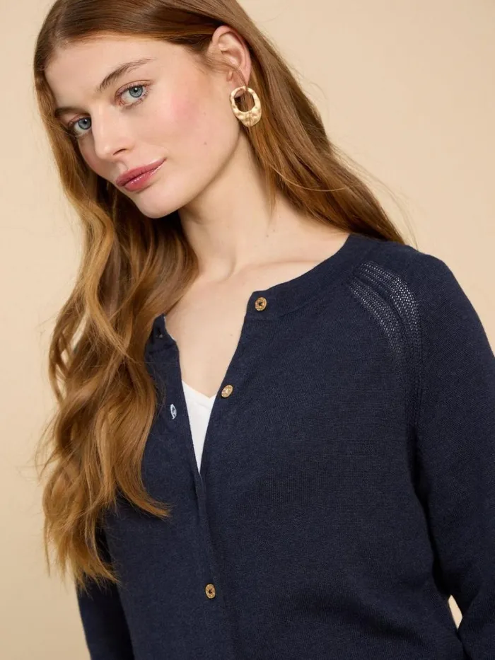 Women KNITWEAR White Stuff Lulu Crew Neck Cardigan Dark Navy Women KNITWEAR White Stuff Lulu Crew Neck Cardigan Dark Navy