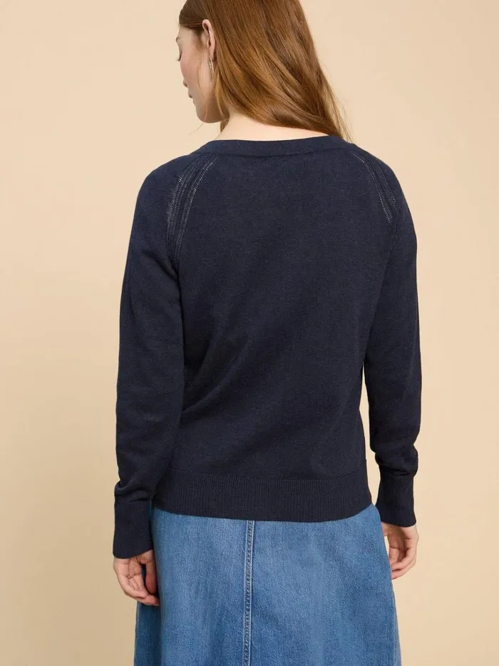Women KNITWEAR White Stuff Lulu Crew Neck Cardigan Dark Navy Women KNITWEAR White Stuff Lulu Crew Neck Cardigan Dark Navy