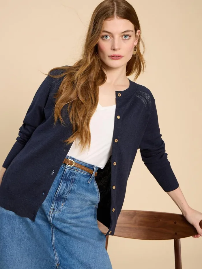 Women KNITWEAR White Stuff Lulu Crew Neck Cardigan Dark Navy Women KNITWEAR White Stuff Lulu Crew Neck Cardigan Dark Navy