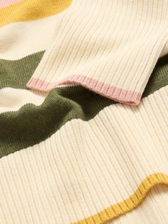 Women KNITWEAR White Stuff OLIVE STRIPE KNITTED JUMPER Natural Multi