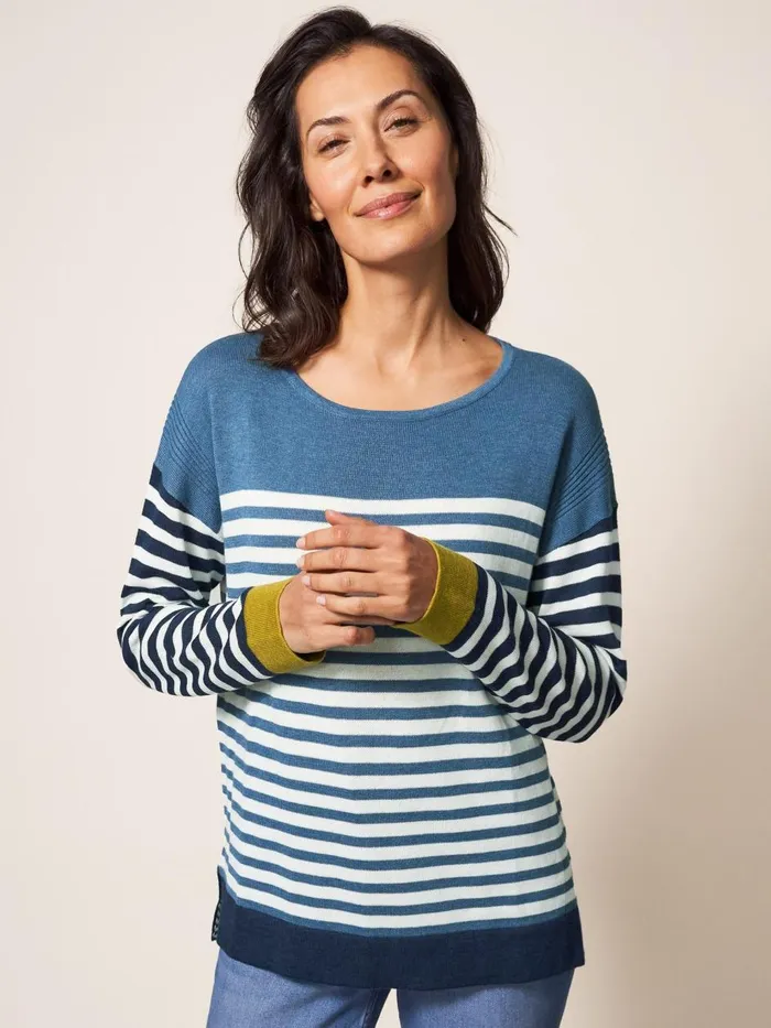 Women KNITWEAR White Stuff Olivia Colour Block Stripe Jumper White Multi
