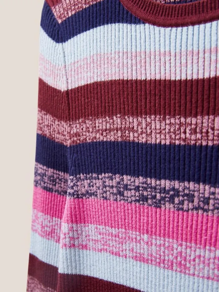 Women KNITWEAR White Stuff RIBBED JUMPER Purple Multi