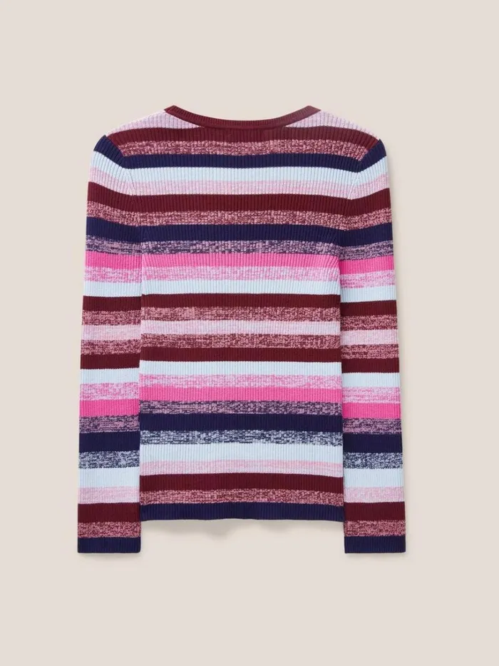 Women KNITWEAR White Stuff RIBBED JUMPER Purple Multi