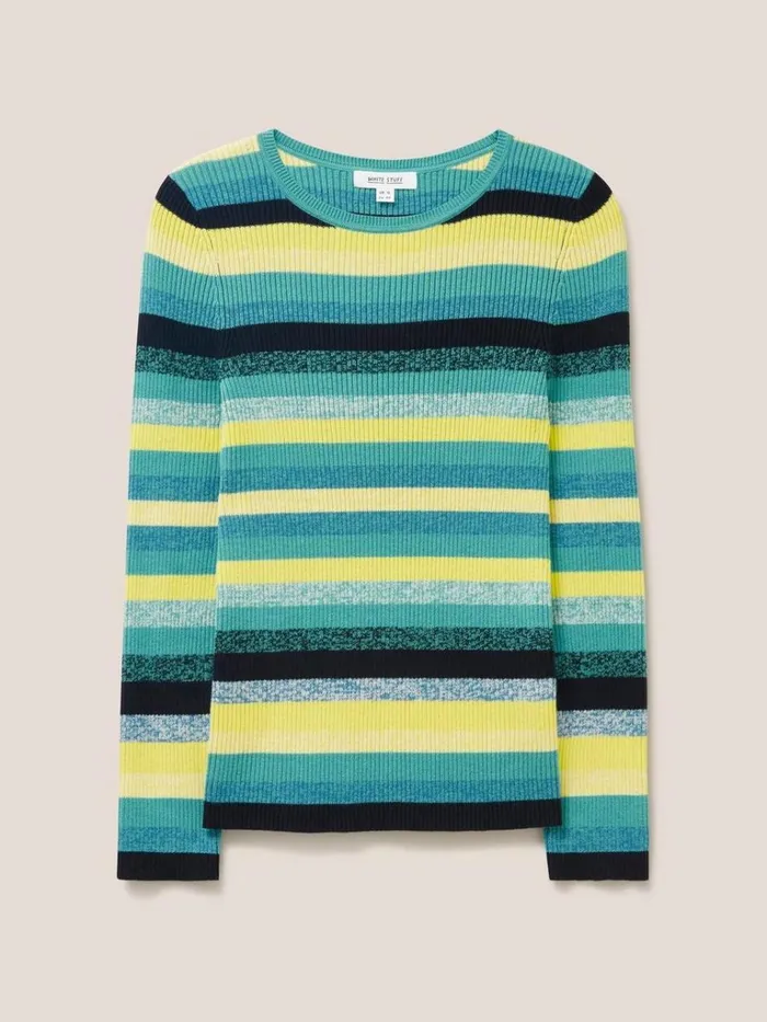 Women KNITWEAR White Stuff RIBBED JUMPER Teal Multi Women KNITWEAR White Stuff RIBBED JUMPER Teal Multi