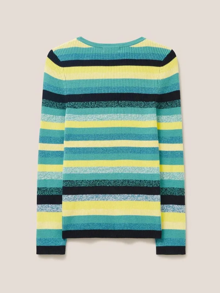 Women KNITWEAR White Stuff RIBBED JUMPER Teal Multi Women KNITWEAR White Stuff RIBBED JUMPER Teal Multi