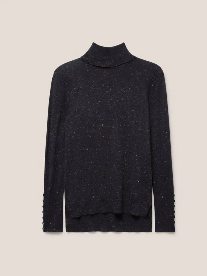 Women KNITWEAR White Stuff SPARKLE ROLL NECK JUMPER Charcoal Grey