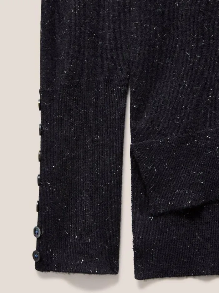Women KNITWEAR White Stuff SPARKLE ROLL NECK JUMPER Charcoal Grey