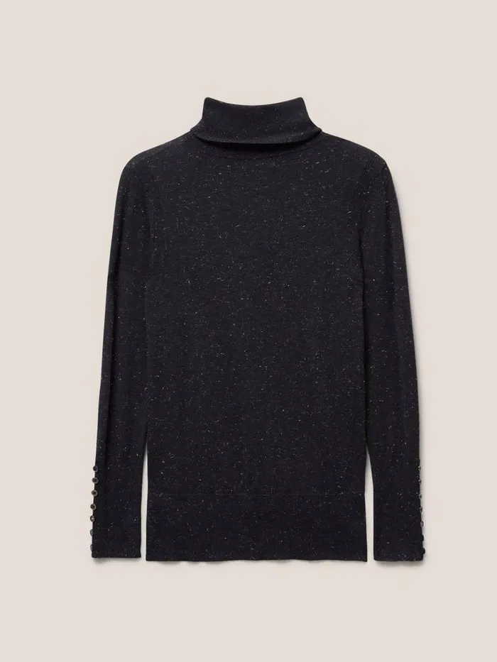 Women KNITWEAR White Stuff SPARKLE ROLL NECK JUMPER Charcoal Grey