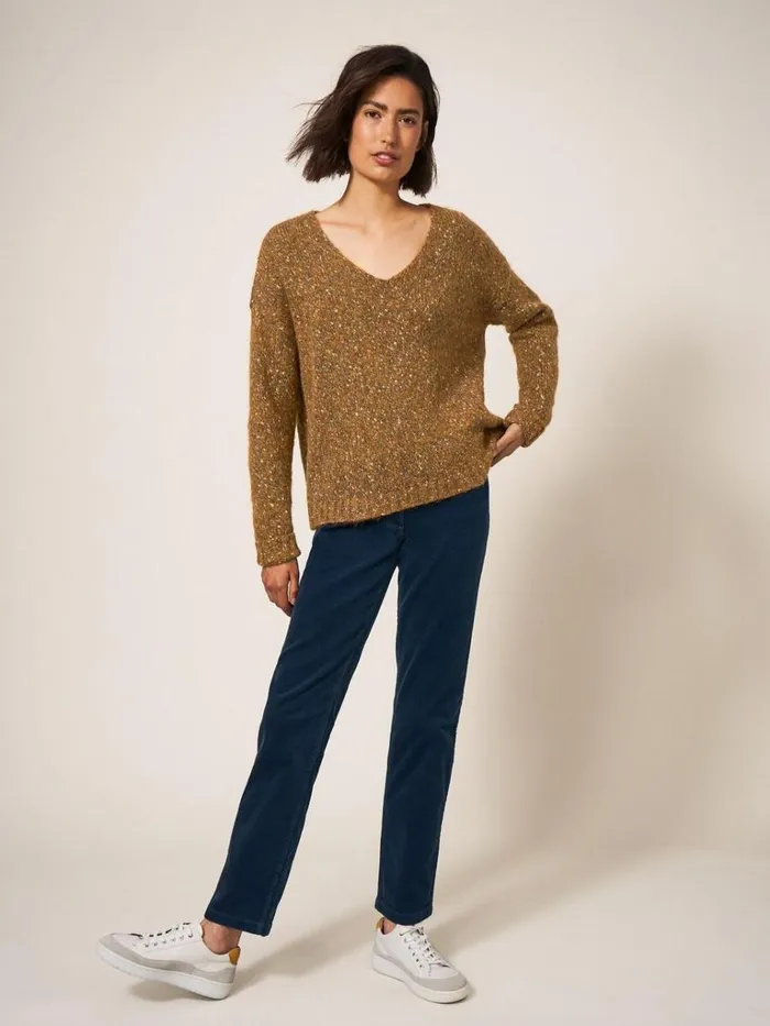 Women KNITWEAR White Stuff TEXTURE JUMPER Brown Multi