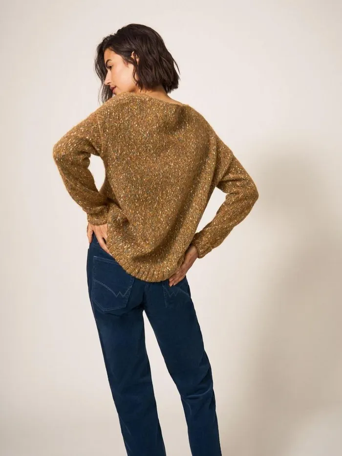 Women KNITWEAR White Stuff TEXTURE JUMPER Brown Multi