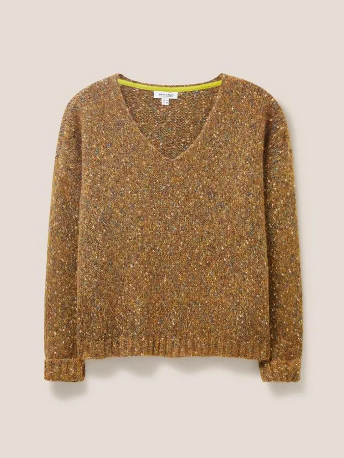 Women KNITWEAR White Stuff TEXTURE JUMPER Brown Multi