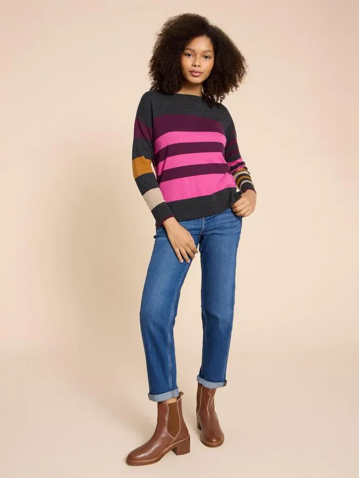 Women KNITWEAR White Stuff URBAN COLOURBLOCK JUMPER Grey Multi