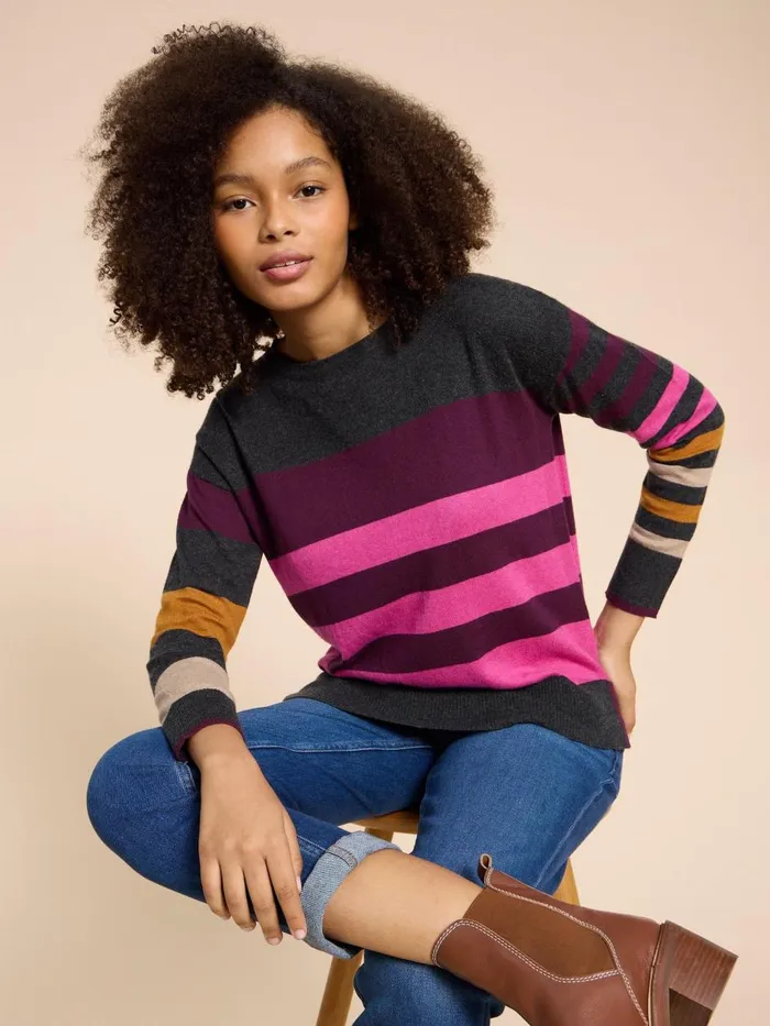 Women KNITWEAR White Stuff URBAN COLOURBLOCK JUMPER Grey Multi