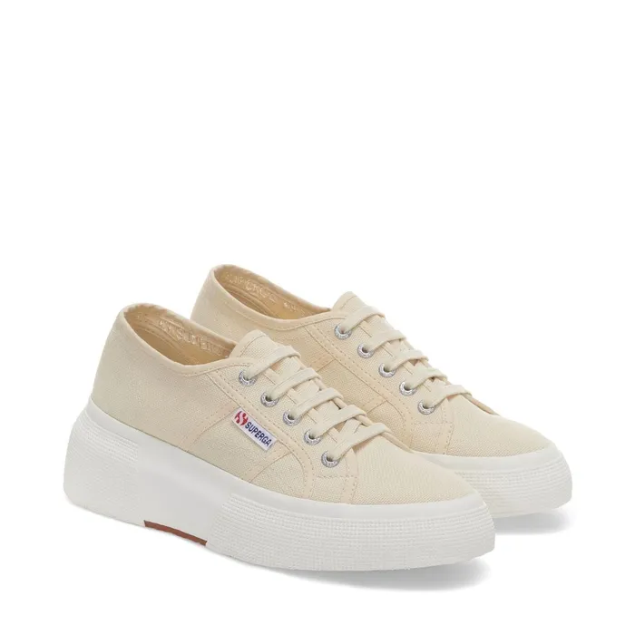Women Lady Shoes Woman 2287 BUBBLE Wedge BEIGE LT EGGSHELLF AVORIO Superga Platform