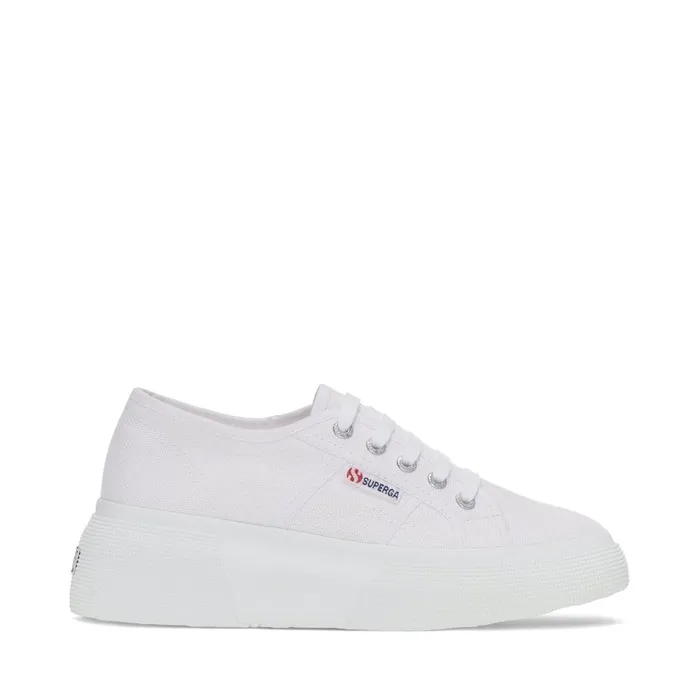 Women Lady Shoes Woman 2287 BUBBLE Wedge WHITE Superga Platform