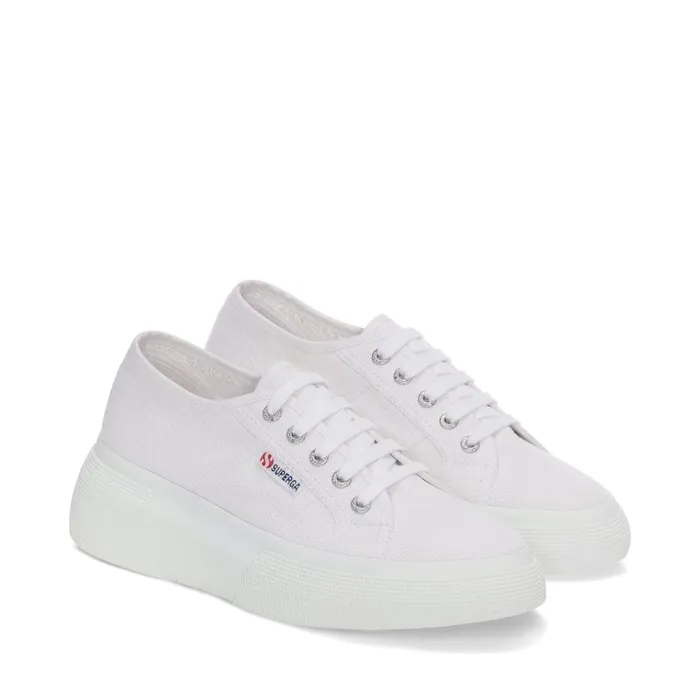 Women Lady Shoes Woman 2287 BUBBLE Wedge WHITE Superga Platform