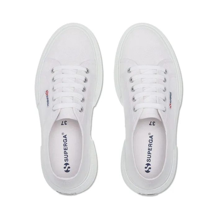 Women Lady Shoes Woman 2287 BUBBLE Wedge WHITE Superga Platform
