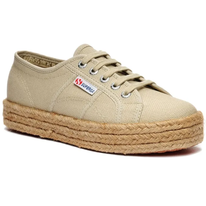 Women Lady Shoes Woman 2730 ROPE Wedge TAUPE Superga Platform