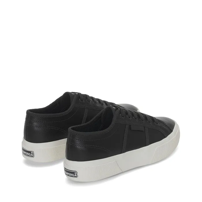 Women Lady Shoes Woman 2740 PLATFORM TUMBLED LEATHER Wedge BLACK BRISTOLFAVORIO Superga Platform