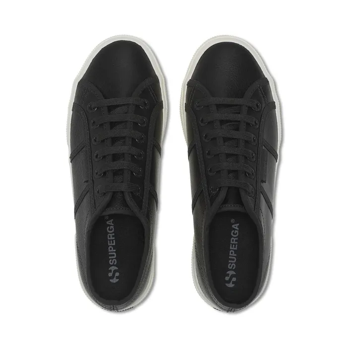 Women Lady Shoes Woman 2740 PLATFORM TUMBLED LEATHER Wedge BLACK BRISTOLFAVORIO Superga Platform