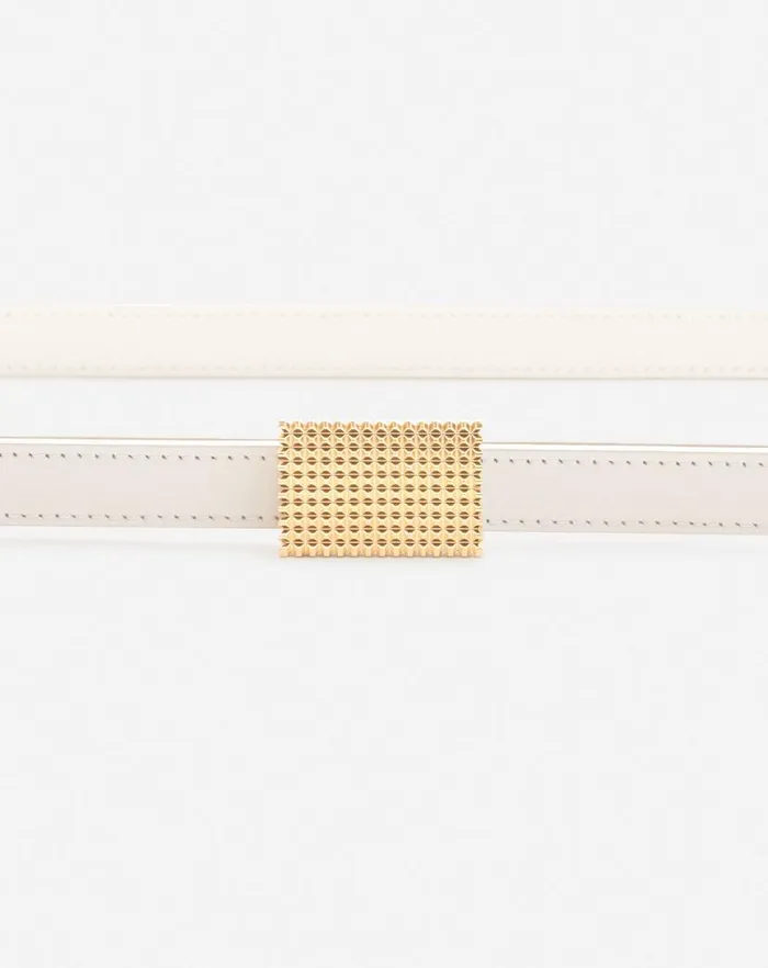 Women Lanvin Belts Double Concerto Leather Belt Latte